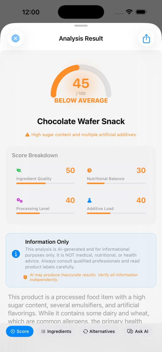 Ingredio AI Analysis Result